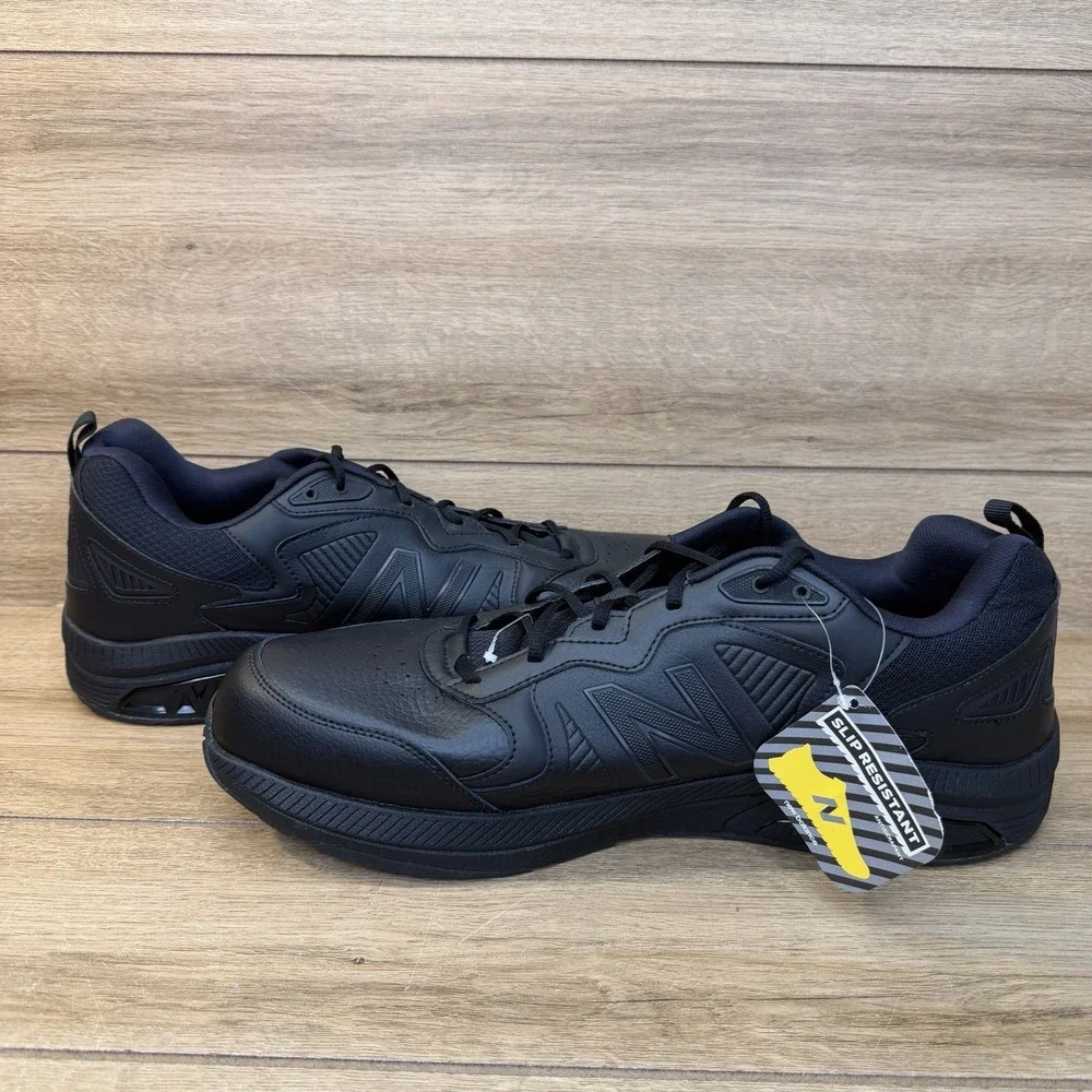 New Balance 857v3 Slip Resistant Shoes Men Size 18 Black Leather Work Sneaker